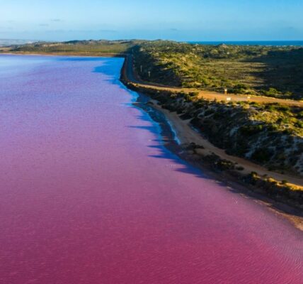 Hutt Lagoon viewed from above near Geraldton